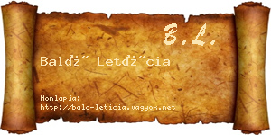 Baló Letícia névjegykártya